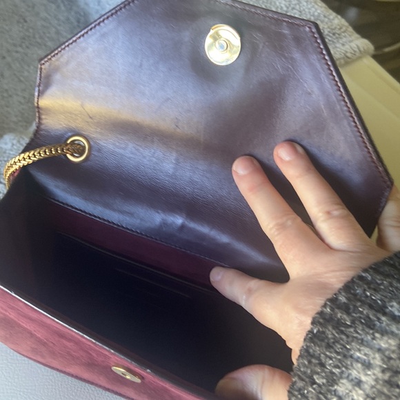 YSL Burgundy Suede Crossbody, Shoulder Bag. - Picture 5 of 8
